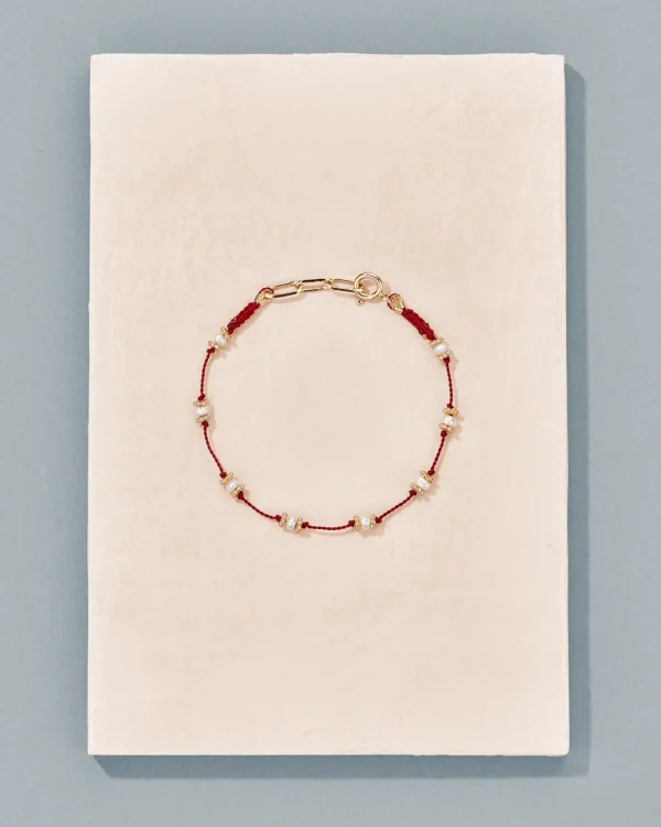 Best Bracelet Lotus rouge perles d'eau douce Femme Bracelets