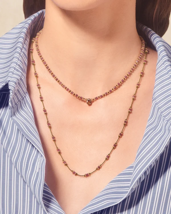 Best Collier long Lotus rubis Femme Colliers