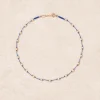 Fashion Collier Lotus bleu Perles d'eau douce Femme Colliers