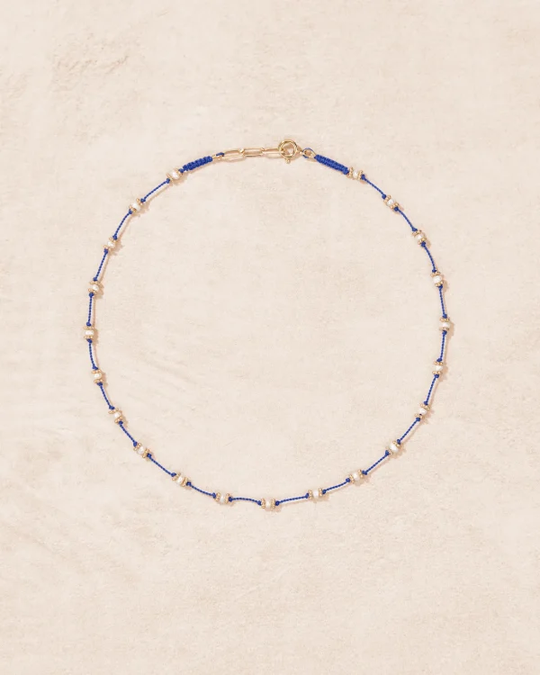 Fashion Collier Lotus bleu Perles d'eau douce Femme Colliers