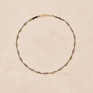 New Collier Lotus noir zoïsite Femme Colliers