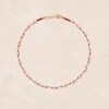 Hot Collier Lotus rouge Perles d'eau douce Femme Colliers