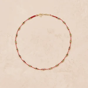 Clearance Collier Lotus Rouge Zoïsite Femme Colliers