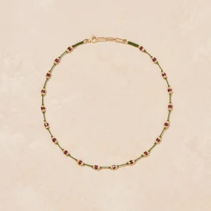 Clearance Collier Peony Grenat Femme Colliers