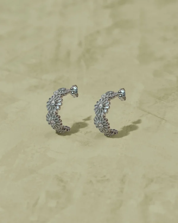 Sale Créoles Saï argent Femme Boucles D'Oreilles